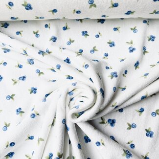 De Stoffenkamer Rekbare badstof spons - spring drop 185cm - blue berries