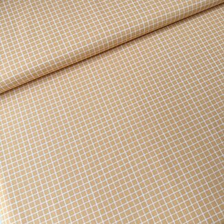 Cotton Poplin - grid oker