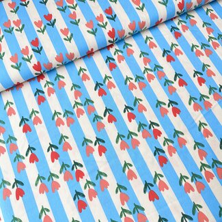 Cotton Poplin - striped tullips