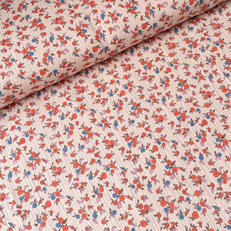 De Stoffenkamer Double Gauze cotton Tetra - flowerfield soft pink