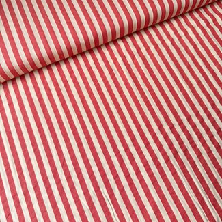 Seersucker Cotton mix - stripes nude red