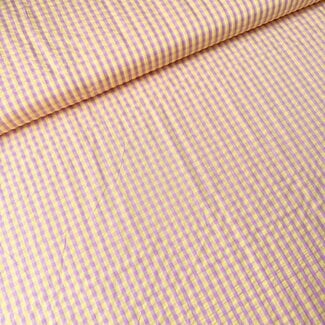 Seersucker Cotton mix - mini checks yellow pink