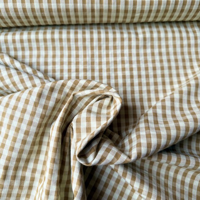 Seersucker Cotton mix - mini checks greens