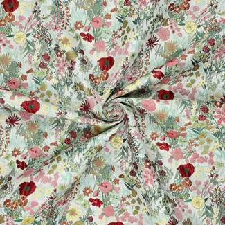 Woven Gobelin Jacquard - flowers green multi