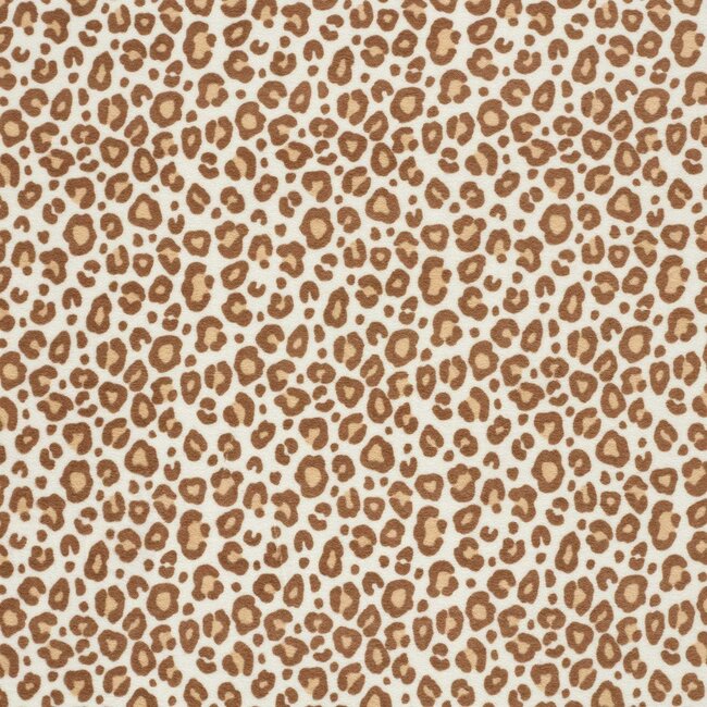 De Stoffenkamer Rekbare badstof - spons ecru leopard