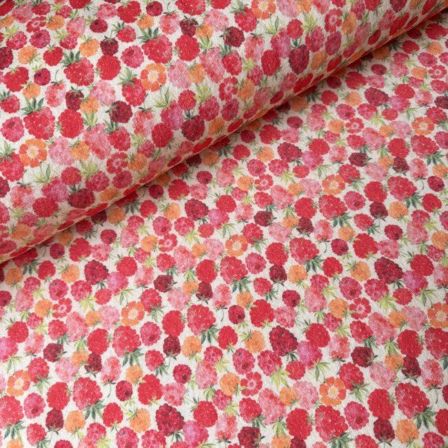 De Stoffenkamer Rekbare badstof spons - spring drop 185cm - raspberry