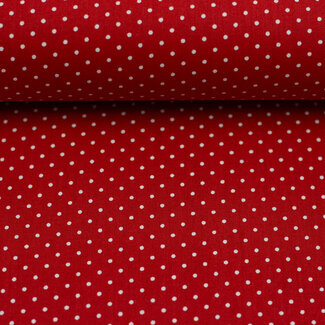 Cotton Poplin - mini dots - red