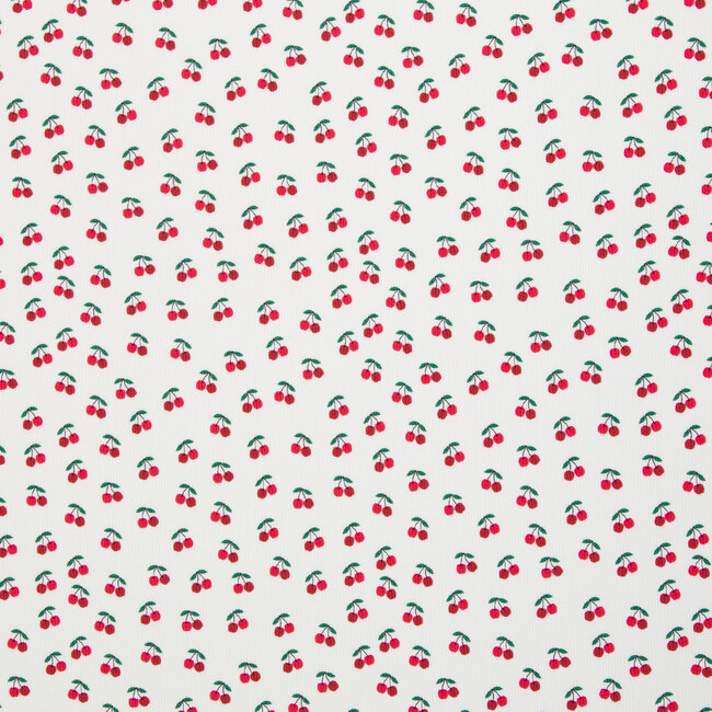 COUPON - 75 cm - Ribbed tricot - spring cherries