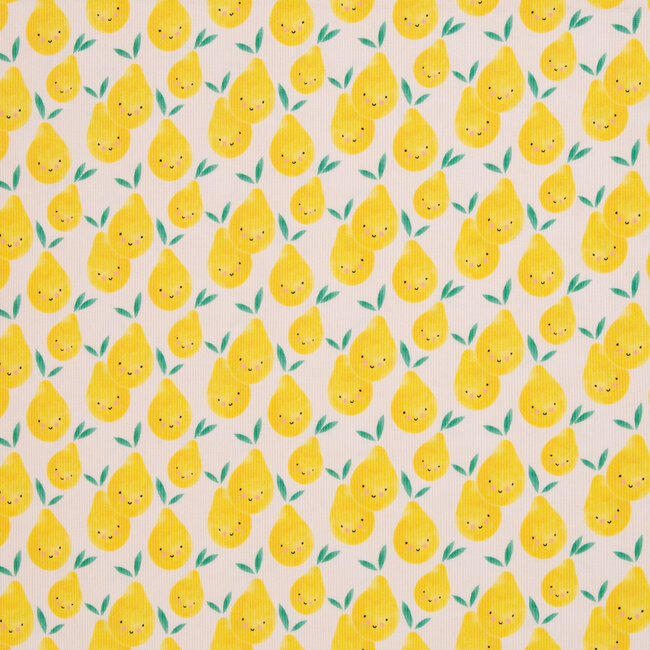 Ribbed tricot - happy lemons
