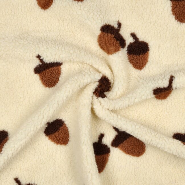 De Stoffenkamer Teddy ecru acorns