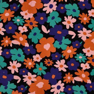 De Stoffenkamer Soft Sweater black multi flowers