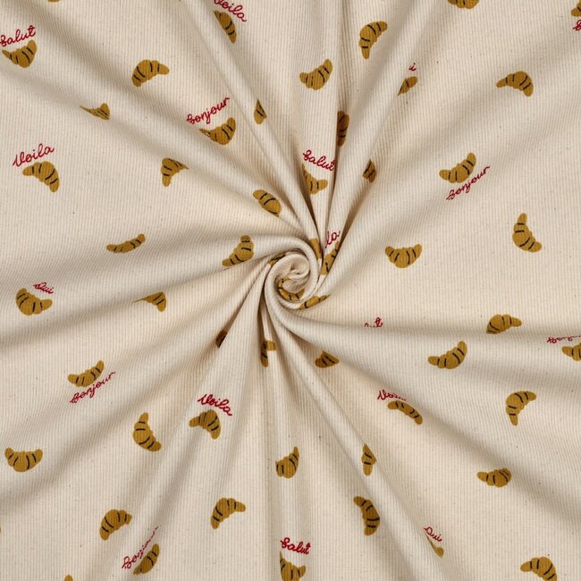 Ribbed tricot - natural croissants