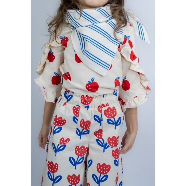 De Stoffenkamer Double Gauze cotton Tetra - stripes natural blue