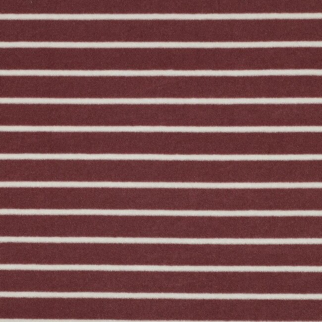 De Stoffenkamer Rekbare badstof - spons stripes - mauve