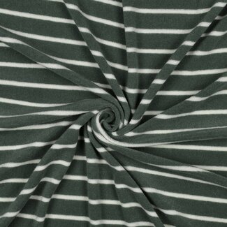 De Stoffenkamer Rekbare badstof - spons stripes - sage