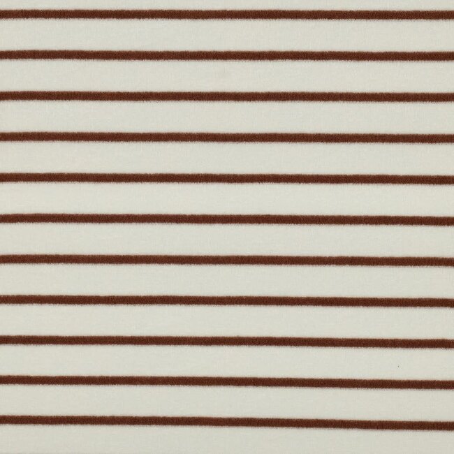 De Stoffenkamer Rekbare badstof - spons stripes - ecru / camel
