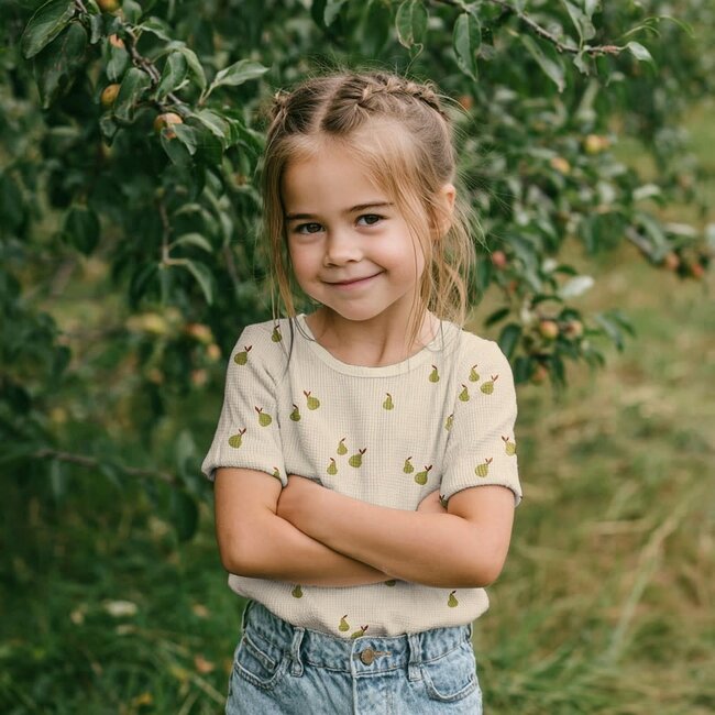 De Stoffenkamer Tricot Waffle - ecru pears