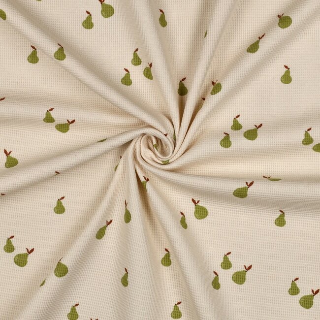 De Stoffenkamer Tricot Waffle - ecru pears