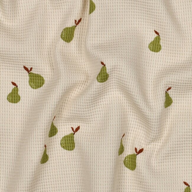 De Stoffenkamer Tricot Waffle - ecru pears