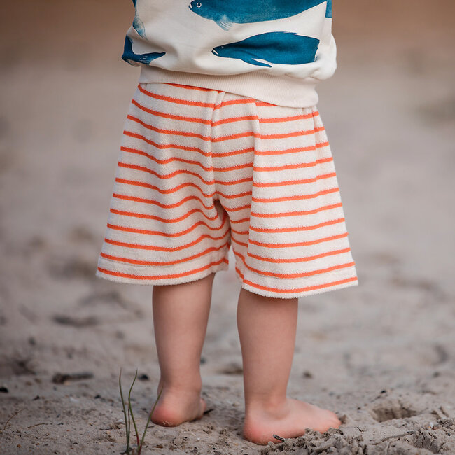 See You At Six Rekbare badstof - spons horizontals fluisterbeige / oranje