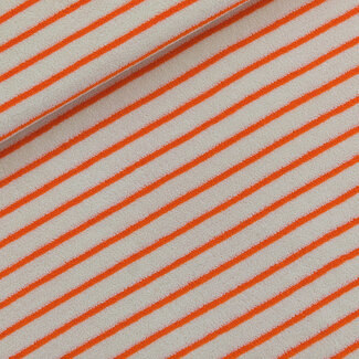 See You At Six Rekbare badstof - spons horizontals fluisterbeige / oranje
