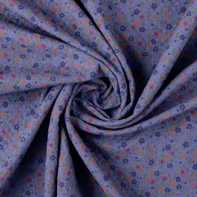 De Stoffenkamer Stitched Vintage Structure Cotton floral - blue mini