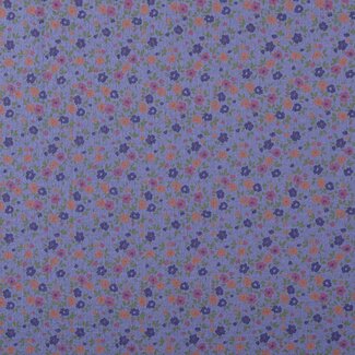 De Stoffenkamer Stitched Vintage Structure Cotton floral - blue mini