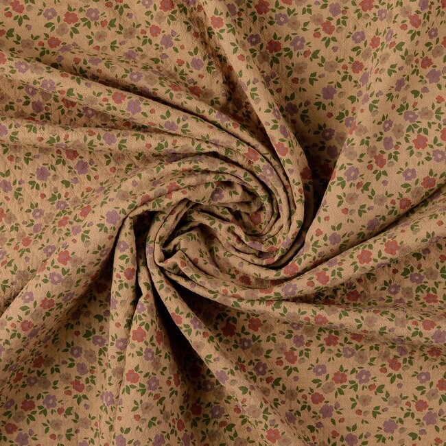 De Stoffenkamer Stitched Vintage Structure Cotton floral - sand mini