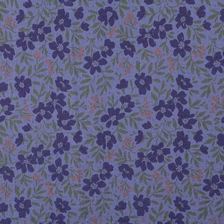 De Stoffenkamer Stitched Vintage Structure Cotton floral - blue