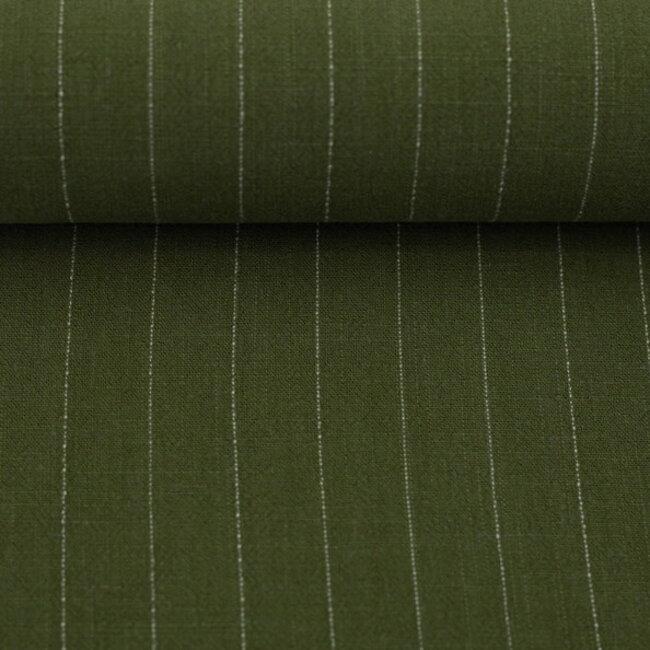 De Stoffenkamer Linen mix pin stripes - olive
