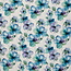 Double Gauze cotton linen touch -  flowers blue