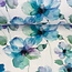 Double Gauze cotton linen touch -  flowers blue