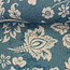 Gauze cotton linen look - washed aqua flowers