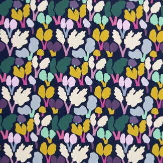 De Stoffenkamer Stevige katoen Canvas - navy bright twigs