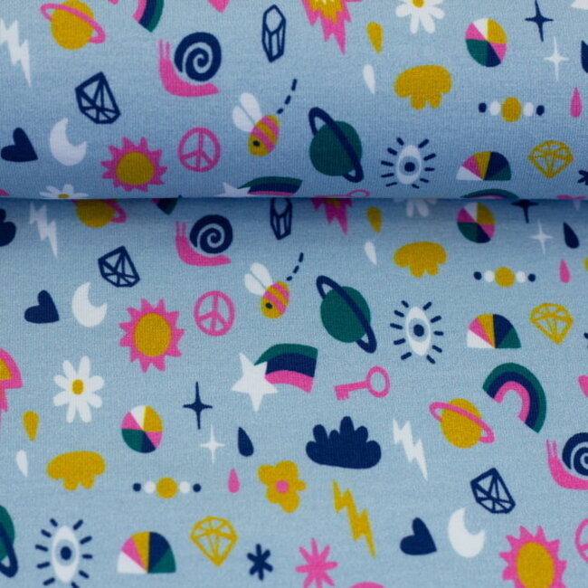 Tricot oeko-tex - tiny treasures sky