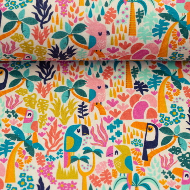 Tricot oeko-tex - summer multi parrots