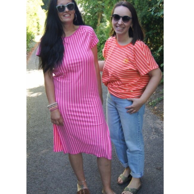 Tricot oeko-tex - summer stripes coral