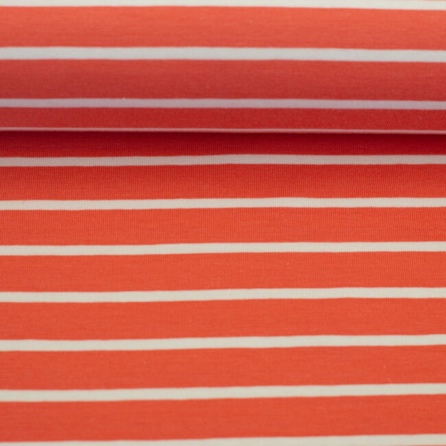 Tricot oeko-tex - summer stripes coral