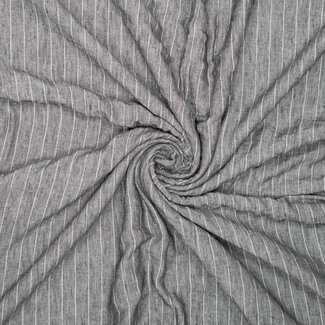 De Stoffenkamer SLUB finish - Linen mix pin stripes - melange black