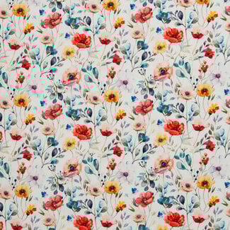 Ribbed tricot - summer flowers