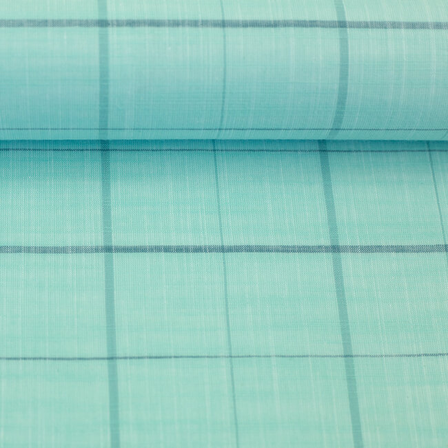 Voile katoen - checks minty blue