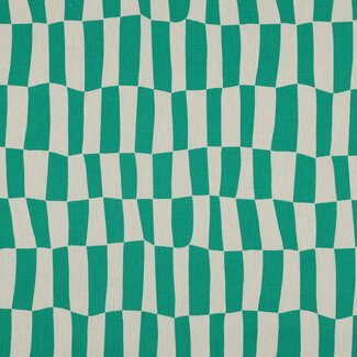 De Stoffenkamer Cotton Poplin checks natural / green