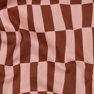 De Stoffenkamer Cotton Poplin checks pink / brown