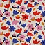 De Stoffenkamer Cotton Poplin flowers natural blue