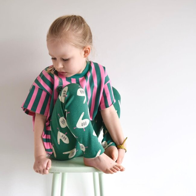 French Terry - stripes green / pink