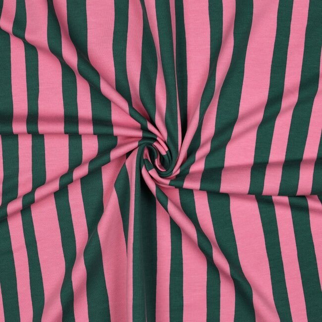 French Terry - stripes green / pink