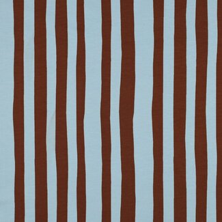 French Terry - stripes sky / brown