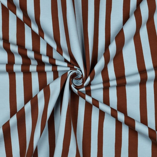 French Terry - stripes sky / brown