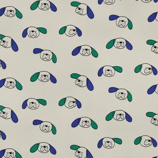 French Terry - dogs natural blue/green