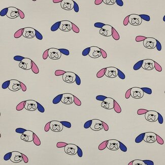 French Terry - dogs natural pink/blue